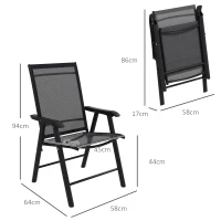 Outsunny Set of Four Folding Garden Chairs - Black(m-3)