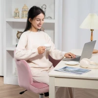 HOMCOM Velvet-Feel Petal Back Office Chair - Pink(m-8)