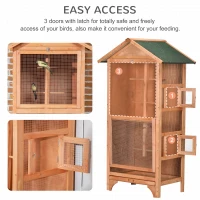 PawHut Wooden Outdoor Bird Cage, for Finches and Canaries, with Removable Tray, Asphalt Roof(m-6)
