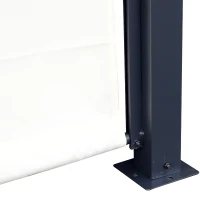 Outsunny Cenador de Jardín 3x3 m Pérgola Gazebo con Techo Retráctil Pared Lateral y Marco de Acero para Patio Terraza Crema(m-8)