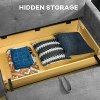 HOMCOM Snow Flannel Two-Seater Sofa Bed, with Storage - Grey(m-5)