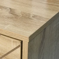 HOMCOM Commode 6 tiroirs meubles de rangement motifs chevrons - métal noir panneaux particules MDF aspect bois clair - dim. 120L x 39,5l x 71H cm(m-9)