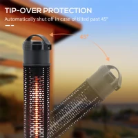 Outsunny Table Top Patio Tower Heater with Cool Touch Felt Mesh Cover, 1.2kW Infrared Outdoor Electric Heater with IP54 Rated Weather Resistance, Tip Over Safety Switch, 1.8 m Power Cord, Φ20 x 65 cm(m-7)