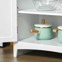 HOMCOM Aparador Alacena de Cocina Mueble Auxiliar para Microondas con 2 Armarios y Cajón 68,6x40x164 cm Blanco(m-9)