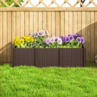 Outsunny Plastic Raised Garden Bed, Modular Planter Box Kit, Garden Fence Edging Border for Flowers, Vegetables, Herbs, Brown(m-9)