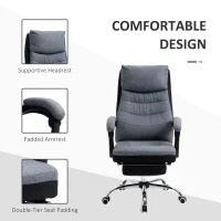Vinsetto Office Chair, Executive Desk Chair 135° Reclining Computer Chair with Adjustable Height, Retractable Footrest and Swivel Wheels, Grey(m-6)