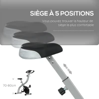 SPORTNOW Vélo d'appartement pliant, vélo de fitness, 8 niveaux de résistance magnétique, selle réglable, écran LCD, acier gris(m-6)