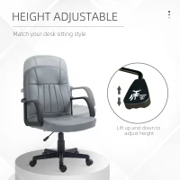 HOMCOM Office Chair, PU Leather Computer Desk Chair with Adjustable Height, Swivel Wheels for Home Office Work Study, Grey(m-4)