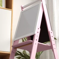 AIYAPLAY Three-In-One Easel for Kids, with Paper Roll, Adjustable Height - Pink(m-8)