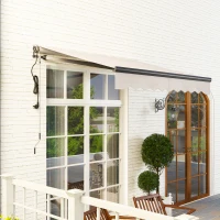 Outsunny 2.5 x 2m Electric Awning with Remote Controller, Aluminium Frame DIY Retractable Awning, UV30+ Sun Shade Canopy for Garden Patio Deck Door Window, Beige(m-9)