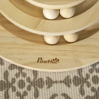 PawHut Cat Tree, with Scratching Post, Turntable Toy Ball - Natural Finish(m-8)