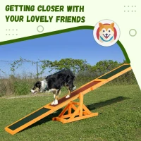 Pawhut – Altalena Basculante per Allenamento Agility Animali Domestici Cani in Legno di Abete Antiscivolo 180 × 30 × 30cm(m-6)