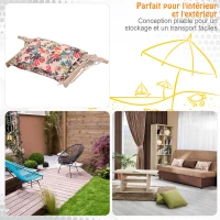 Outsunny Chaise Suspendue hamac de Voyage Respirant Portable dim. 100L x 49l x 106H cm Coton macramé Polyester Rose pâle Motif à Fleurs(m-6)