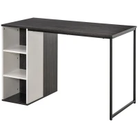 HOMCOM Computer Desk with 3-Tier Storage Shelves Writing Desk with Two Side Compartments for Home Office, Study, 115 x 55 x 75 cm, Grey(m-11)
