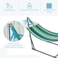 Outsunny Supporto con Amaca Autoportante Pieghevole in Cotone e Acciaio, 270x100x94cm(m-7)