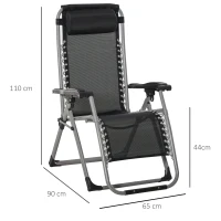 Outsunny Sedia Sdraio Pieghevole da Giardino con Schienale Reclinabile e Materassino, 90x65x110cm(m-3)
