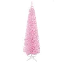 HOMCOM Árbol de Navidad Artificial 180 cm con 390 Puntas Decoración Navideña para Interiores Fácil de Montar Rosa(m-11)