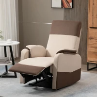HOMCOM Sillón Relax Reclinable Manual Hasta 145° Tapizado en Poliéster con Reposapiés Retráctil Carga 120 kg para Salón Oficina Dormitorio 75x89x105 cm Marrón y Beige(m-2)