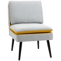 HOMCOM Poltroncina di Design Imbottita con Gambe in Acciaio e Tessuto Grigio e Giallo, 58x75x85cm(m-10)