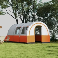 Outsunny 3000mm Waterproof Camping Tent, 5-6 Man Family Tent with Living and Bedroom, Carry Bag Included, Cream and Orange(m-2)