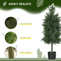 HOMCOM Lot de 2 plantes artificielles Cèdre avec pot, hauteur 90 cm, Conifère, 38L x 12,5l x 90H cm(m-4)