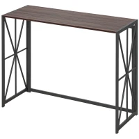 HOMCOM Tavolo Consolle da Ingresso Stile Industriale Pieghevole in Legno e Metallo, 100x38x80cm, Marrone(m-10)