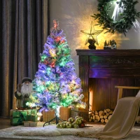 HOMCOM 4.5' Artificial Snow Christmas Trees with Frosted Branches, Warm White or Colourful LED Lights, Steel Base(m-2)