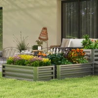 Outsunny Set of Two 110 x 50cm Steel Planter Boxes -  Dark Grey(m-8)