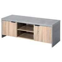 HOMCOM TV Stand for TV up to 55", 2 Doors TV Cabinet with Open Shelves, TV Unit TV Table for Living Room Bedroom Entertainment Room, 120L x 40W x 44H, Grey(m-11)