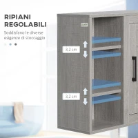kleankin Pensile Bagno con 3 Ripiani Aperti e Armadietto in Legno Truciolare, 48x20x50cm, Grigio(m-6)