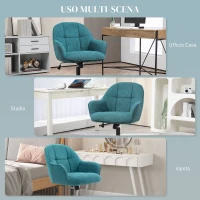 HOMCOM Sedia da Ufficio Girevole ad Altezza Regolabile, in Tessuto Effetto Lino e Acciaio, 63x66x86-96 cm, Verde Scuro(m-7)