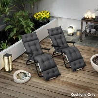 Outsunny Set of Two 190 x 56cm Sun Lounger Cushions - Dark Grey(m-9)