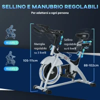 HOMCOM Cyclette da Casa con Resistenza Magnetica, Fitness Cyclette da Camera Professionale con Manubrio e Sella Regolabile, Monitor LCD e Volano 15kg, Supporto Fino a 180kg, Argento Nero(m-4)