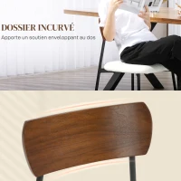 HOMCOM Lot de 2 chaises de salle à manger avec assise effet bouclette, dossier courbé effet bois, intérieur, crème(m-5)