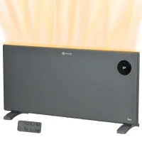 HOMCOM 2000W Electric Convector Heater, Freestanding or Wall Mounted, Space Heater with Adjustable Thermostat, Timer, Grey(m-11)