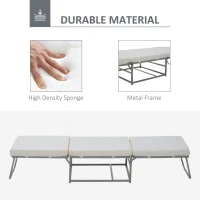 HOMCOM Divano Letto Design 2-in-1 Pieghevole 3 Cuscini Imbottiti Pelle, Cotone, Ferro, Spugna Grigio 192x69x37cm Max:150kg(m-4)