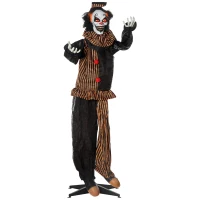 Outsunny 67 Inch Life Size Outdoor Halloween Decorations Talking Circus Clown, Animated Prop Animatronic Decor with Light Up Eyes, Laughter(m-11)