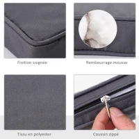 Outsunny Lot de 2 Coussins de chaise de jardin Coussin chaise extérieur Coussins d'assise déhoussables Rembourrage 5 cm Tissu Polyester dim. 45L x 45l cm Gris foncé(m-4)