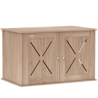 PawHut Cat Litter Box Enclosure with Double Doors and Side Entrance, Non-Slip Pads for Living Room, Walnut Brown(m-11)