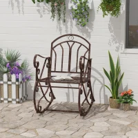 Outsunny Metal Single Chair 1 Seater Garden Outdoor Rocking Chair Vintage Style Bronze(m-2)