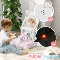 AIYAPLAY Andador para Bebés de 1-3 Años con Altura Ajustable Música Ruedas Antideslizantes Luces Manillar Desmontable Rosa(m-7)