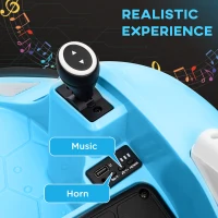 AIYAPLAY 360° Rotation Kids Bumper Car, 12V Waltz Car with Remote Control, Dual Joystick, Music, Lights, Light Blue(m-5)