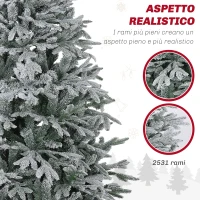 HOMCOM Albero di Natale Innevato 182.88cm con 2531 Rami Alto e Stretto con Base Pieghevole, Verde(m-5)