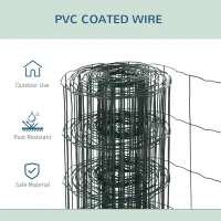PawHut 0.6M x 10M Chicken Wire Mesh Roll Rabbit Poultry Animal Fence PVC Coated Steel Metal Garden Netting Fencing(m-5)
