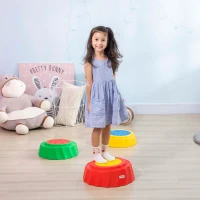 Outsunny Percorso di Equilibrio Giocattolo per Bambini 3-6 Anni, Pietre di Fiume Set 3 Pezzi Antiscivolo e Impilabili(m-2)