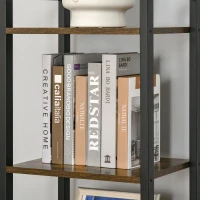 HOMCOM Lot de 2 étagères bibliothèque style industriel H154 cm 10 étagères acier noir en bois aspect bois vieilli(m-5)