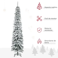 HOMCOM Árbol de Navidad Artificial 210 cm con Efecto Nevado con 490 Ramas Decoración Navideña para Interiores Verde(m-4)