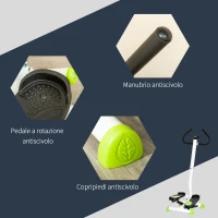 HOMCOM Stepper con Manubrio, Pedali Antiscivolo e Monitor LCD, in Acciaio e ABS, 55x44x108 cm, Bianco Nero e Verde(m-8)