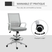 Vinsetto Lot de 2 fauteuils de bureau chaise de bureau assise haute réglable dim. 64L x 60l x 106-126H cm pivotant 360° maille(m-6)