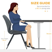 HOMCOM Set of 4 Dining Chairs, Kitchen Chairs with Metal Legs, PU Leather Seat and Backrests, Grey(m-7)